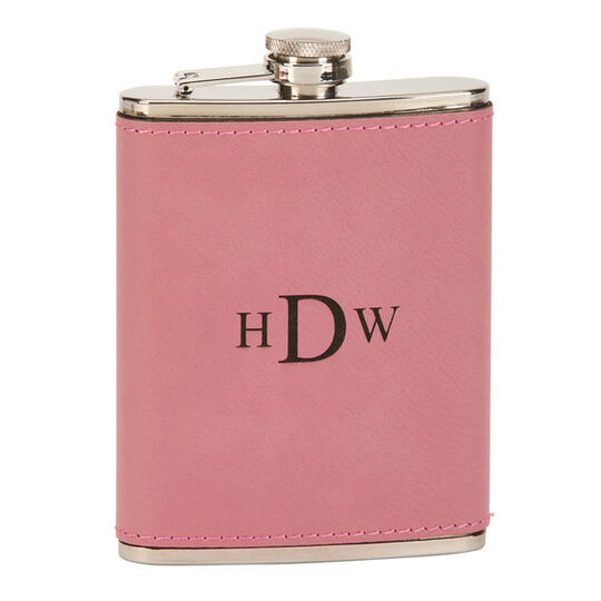 Pink Leatherette Flask